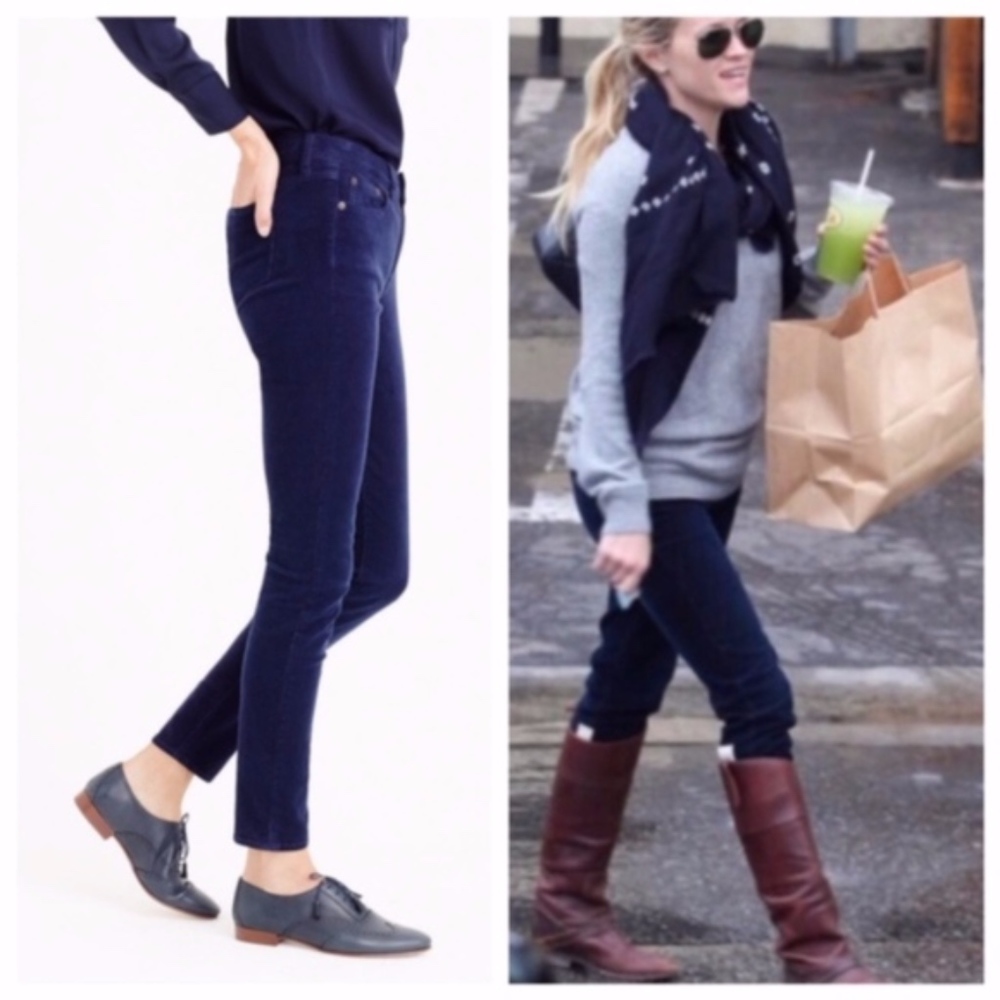 J. Crew Toothpick Ankle Navy Blue Cords Skinny 24
